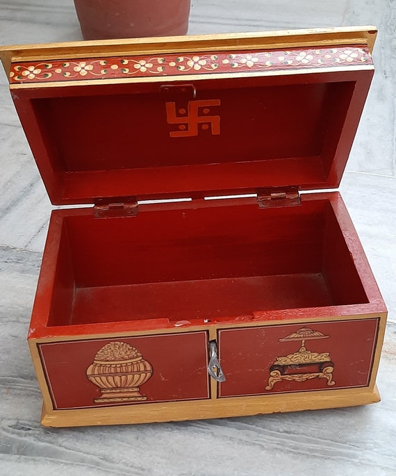Handmade Wooden Box/Wooden Storage Box/Vintage Pa… - image 8