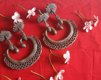 Antique Brass Door Knockers: Handcrafted Indian Floral Design
