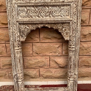 Hand Carved Floral Wooden Frame/Wall Hanging Jharokha/Mehrab Wall Jharokha/Traditional Small Window/Home Decor/Vintage Rajasthani Handicraft