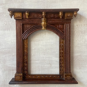 Main en Bois Peint Jharokha Traditionnel Décoration Murale