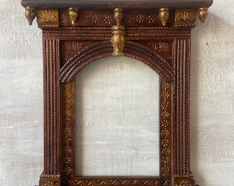 Hand-Painted Wooden Jharokha Frame: Indian Wall Hanging Decor