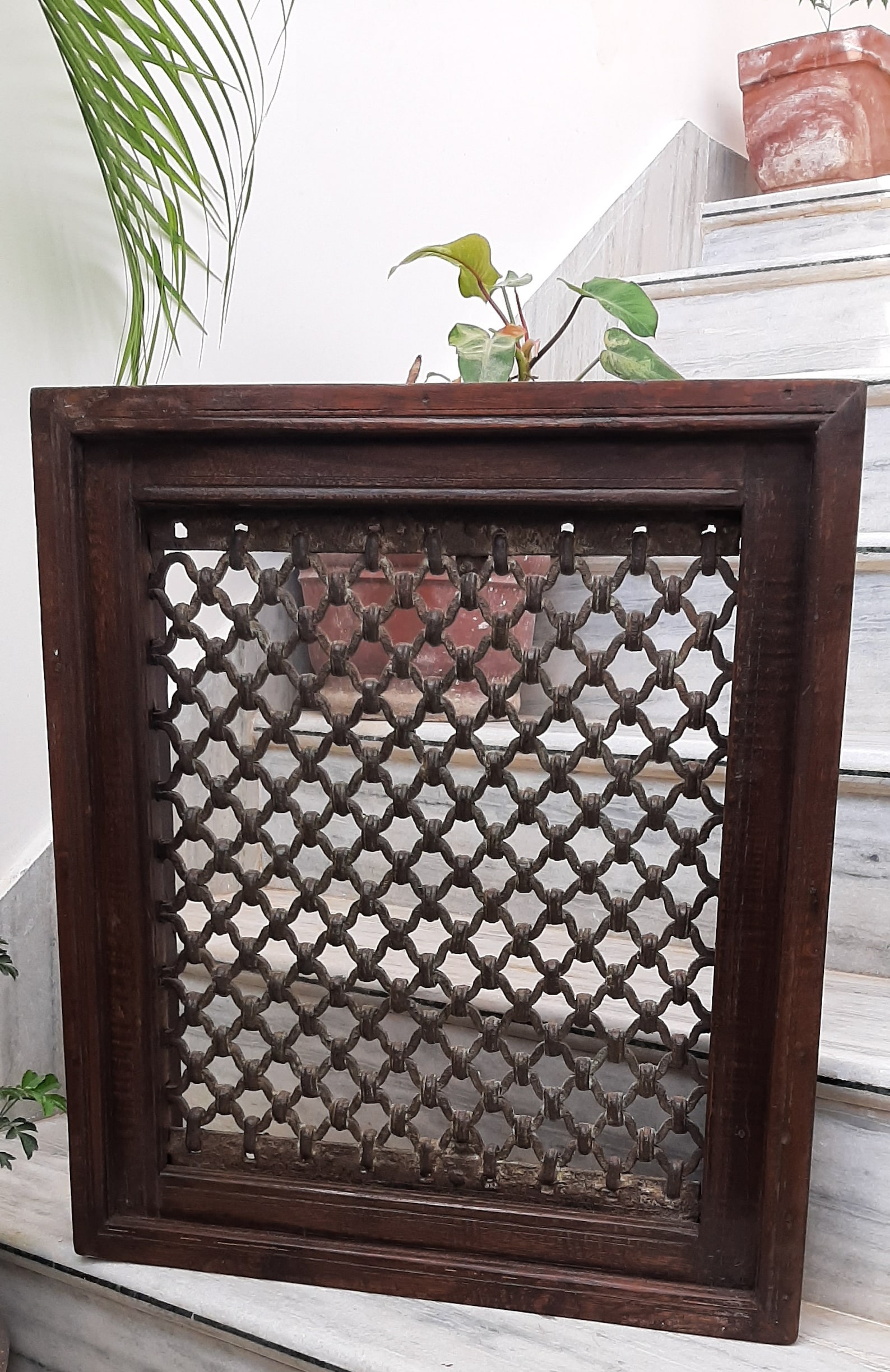 Hand Carved Jali Wooden Frame Jharokha/Heavy Rustic Iron | Etsy