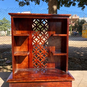 Carved Wooden Wall Hanging Cabinet/Handcrafted Kitchen Shelf/Decorative Organizer With Drawer/Cabinet With Fine Jali Work/Indian Home Decor
