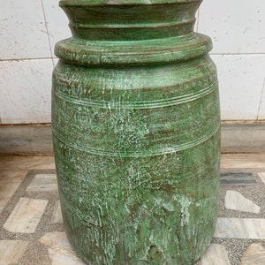 Hölzerner großer Pflanzer / indischer Mitteldekor / Mitteltischstück / handgemachter rustikaler Topf / antike hölzerne Blumenvase / alter Blumentopf / Wohnkultur
