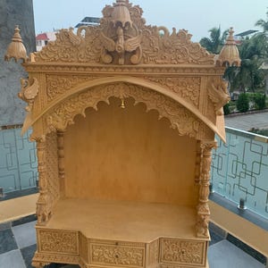 Indian Teak Wood Temple/Home Altar With LED Lighting/Hindu Prayer Altar/Heavy Wooden Temple/Spiritual Home Decor/Temple With Carving Mandap