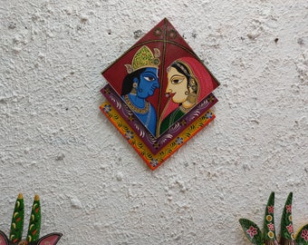 Beautiful Hand Painted Radha Krishna Wooden Wall Hanging Kite/Multiple Kite Wall Decor/Indian Handicraft/Home Decor/Wooden Carved Decorative