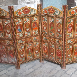 Decorative Wooden Room Partitions/Traditional Indian Wooden Room Dividers/Classic Partition Screens/Indian Royals Painted Frame/Home Decor