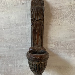 Old Hand Carved Rustic Wall Decor/Home Decor/Candlestick Holder/Indian Furniture/Iron Hooks Pair Antique Wooden Wall Hanging Candle Holder