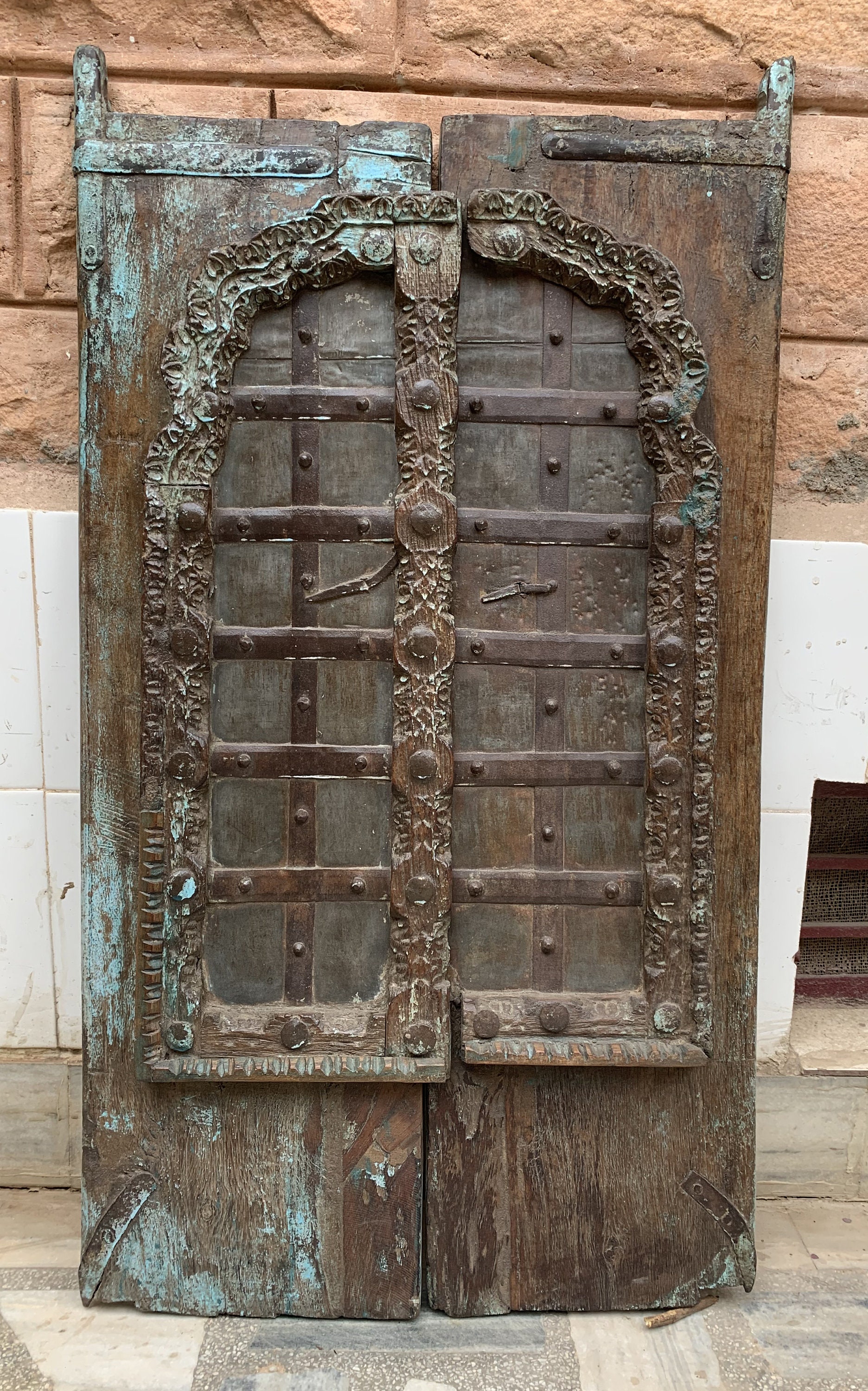 Reclaimed Wood Indian Window: Distressed Antique Jharokha With