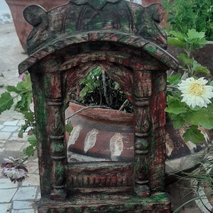 Elegant Vintage Rajasthani Jharokha/Painted Wooden Wall Frame/Distressed Wall Frame/Wooden Frame with Rustic Finish/Traditional Home Decor