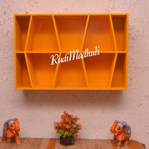 Handmade Indian Mango Wood Wall Shelf: Painted Decorative Cabinet