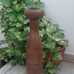 Hand Carved Antique Wooden Candle Holder: Indian Festival Decor