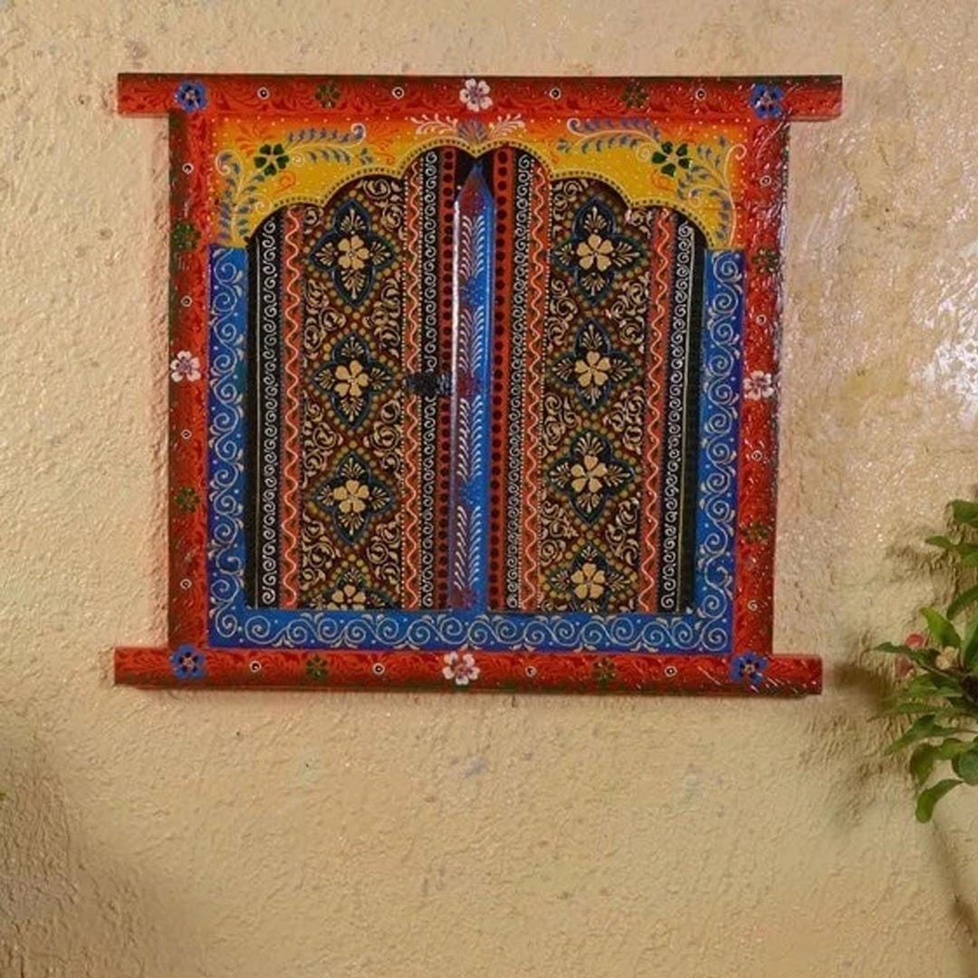 Window Rajasthaniskp Multi-color Wooden Window: Rajasthani Jharokha Wall Decor - Etsy