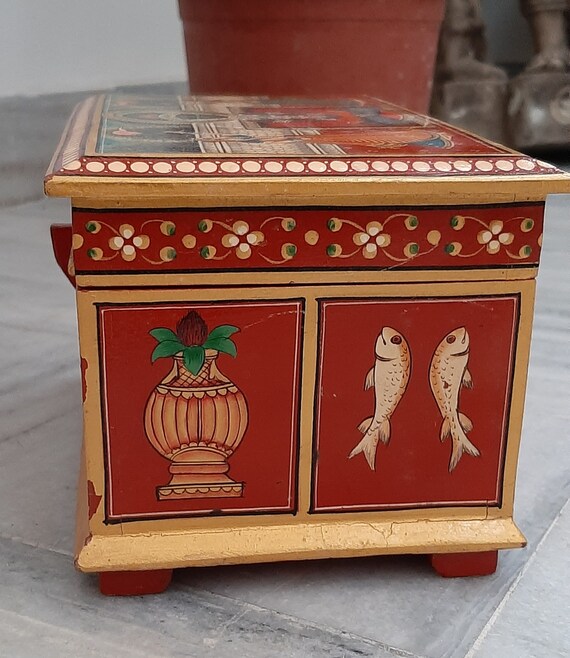 Handmade Wooden Box/Wooden Storage Box/Vintage Pa… - image 3