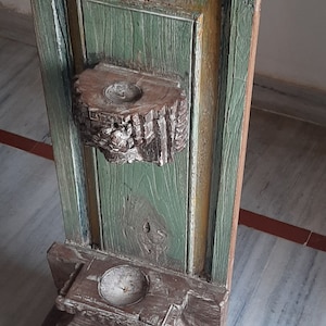 Old Wooden Candle Stick Holders Panel |Antique Carved Candle Stand | Heavy Rustic Home Decor | Reclaimed Indian Furniture | Door Style Panel
