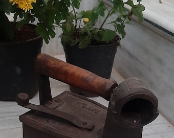 Antique Indian Charcoal Iron: Rustic Laundry Room Decor
