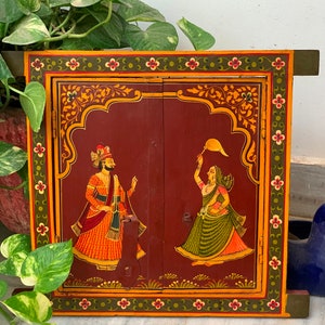Antique Painted Indian Royal King Frame/Wall Hanging Small Jharokha/Indian Traditional Wooden Window/Vintage Charm Multi Color Window Gifts