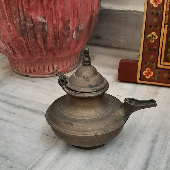 開店記念セール！ 古い真鍮のキッチン用品容器/インドのアンティーク真鍮メタル 工芸品