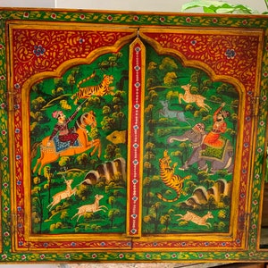 Wall Hanging Jharokha/Handmade Traditional Window/Antique Wooden Window/Wooden Window Shutter/Royal Hunting Portrait Frame/Festival Decor
