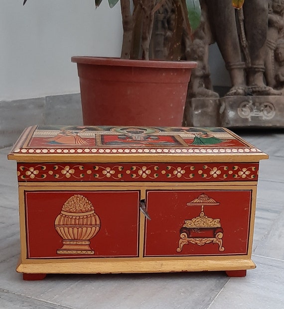 Handmade Wooden Box/Wooden Storage Box/Vintage Pa… - image 2