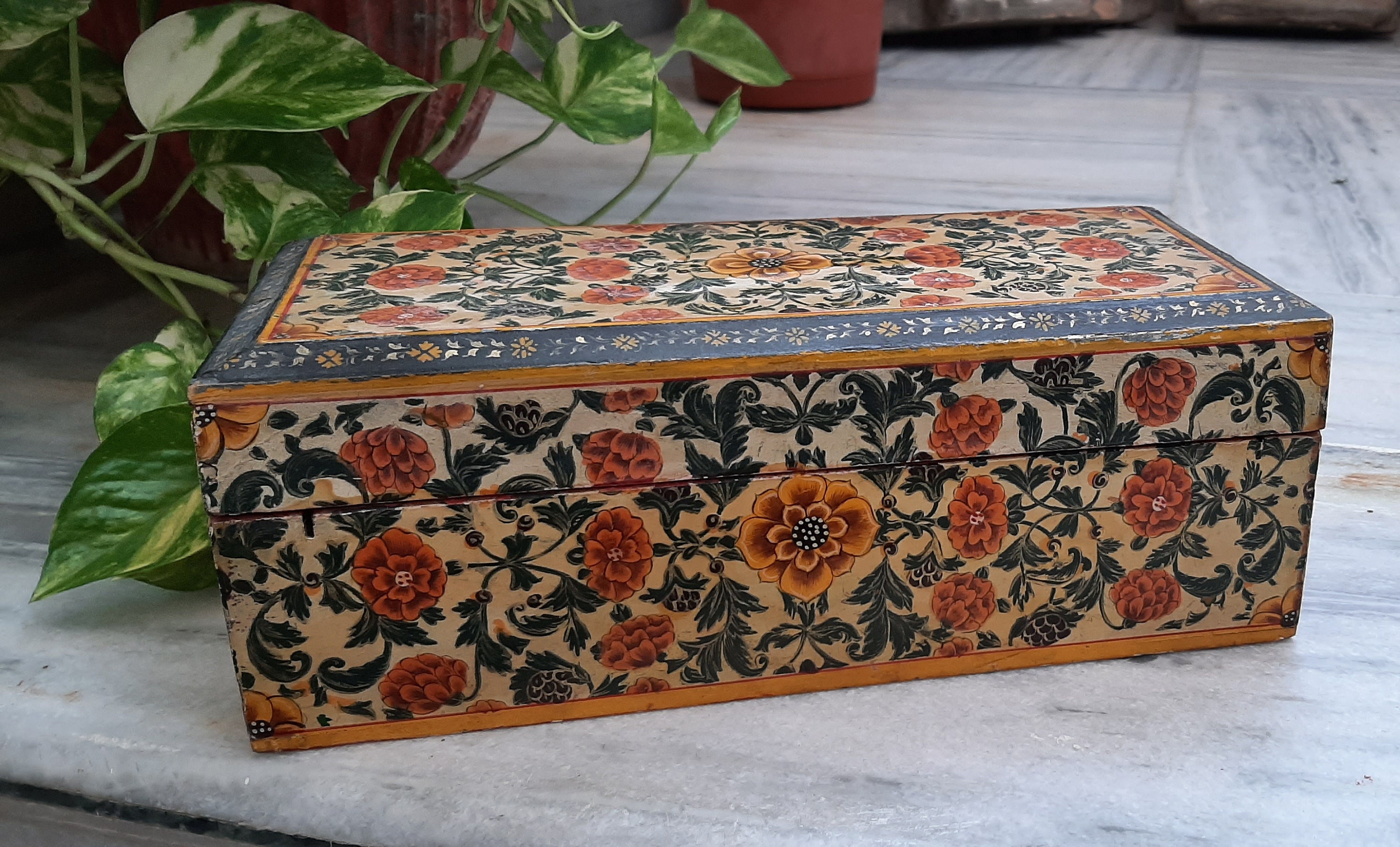 Handmade Painted Wooden Box: Vintage Floral Jewelry Storage - Etsy