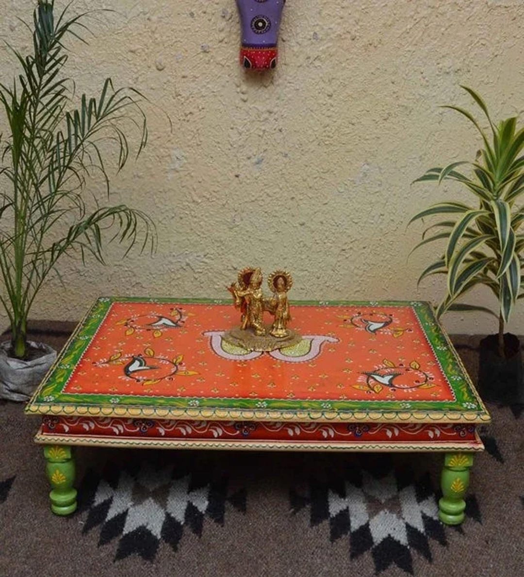 Handmade Wooden Chowki Table: Rajasthani Floral Design Home Decor - Etsy