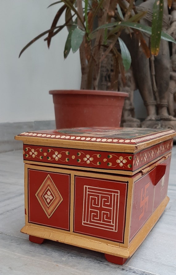 Handmade Wooden Box/Wooden Storage Box/Vintage Pa… - image 5
