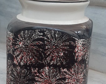 Handmade Ceramic Pickle Jar with Lid, Colorful Indian Achaar Barni