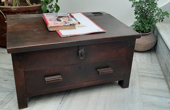 Antique Wooden Writing Desk/handmade Desk With Drawer/wooden 