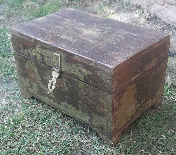 Wooden Storage Box Rustic with Hinged Lid Home Decor Wood Boxes