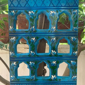Vintage Indian Shelf with Green Paint Finish Vintage Indian Shelf with Green Paint Finish
