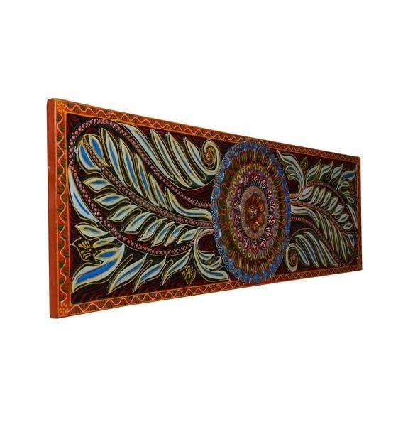 Antique Carved Wooden Panel Wall Art Painted Decor/wood Wall Etsy