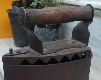 Vintage Indian Charcoal Iron: Rusty Laundry Room Decor