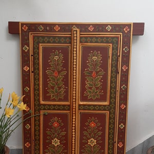 Handmade Wooden Painted Window/Decorative Jharokha Wall Hanging/Rustic Indian Wall Art/Traditional Home Decor/Wooden Window Wall Jharokha