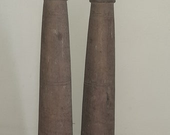 ヴィンテージ木製ダンベルセット：プリミティブシャビーデコレーション