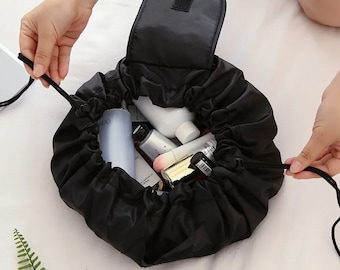 Women Drawstring Cosmetic Bag, Travel Storage, Makeup Bag Organiser, Female Make Up Pouch, Portable Waterproof Toiletry Beauty Case.