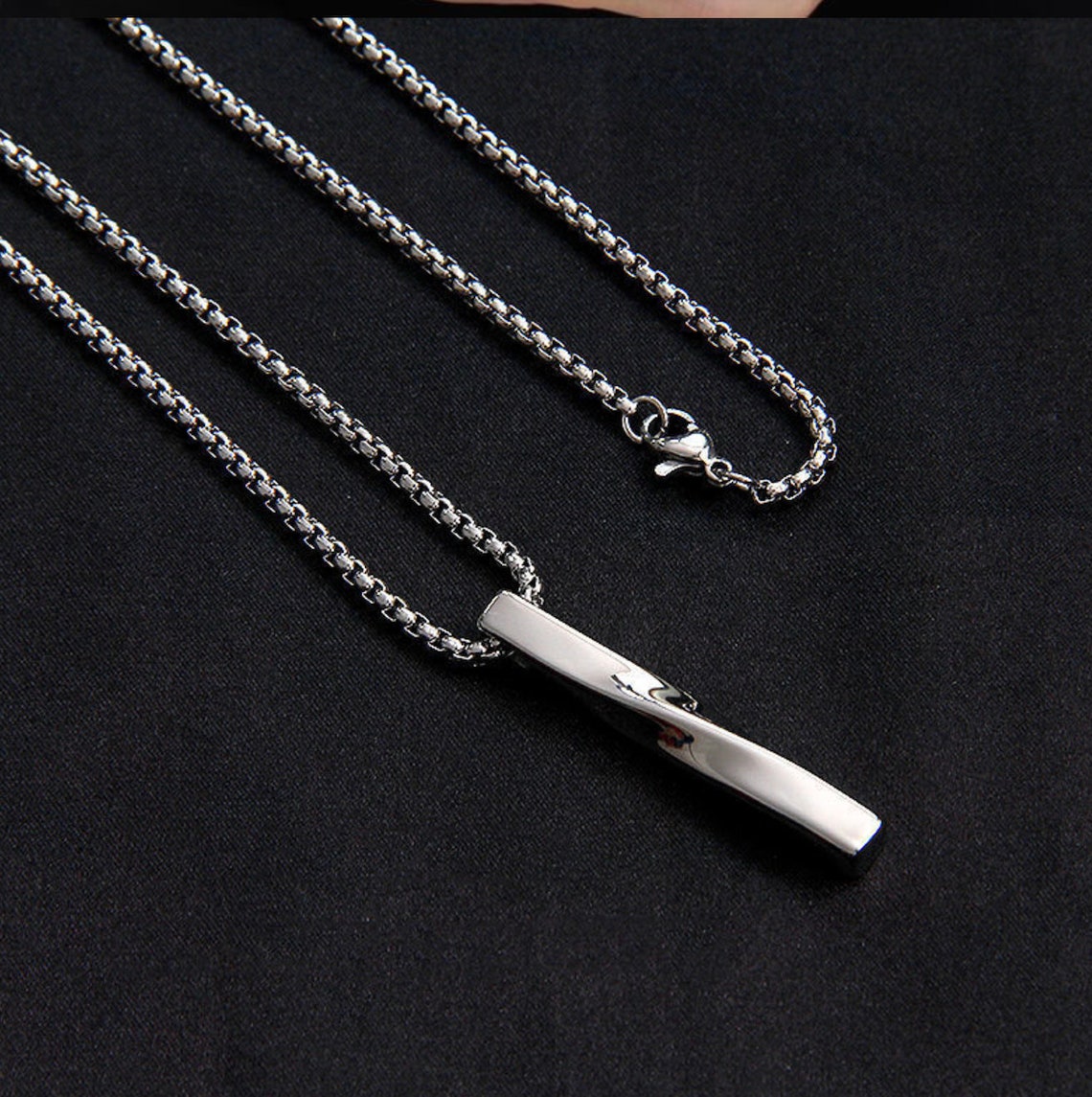 Twisted Rectangle Pendant Necklace for Men Trendy Simple - Etsy UK