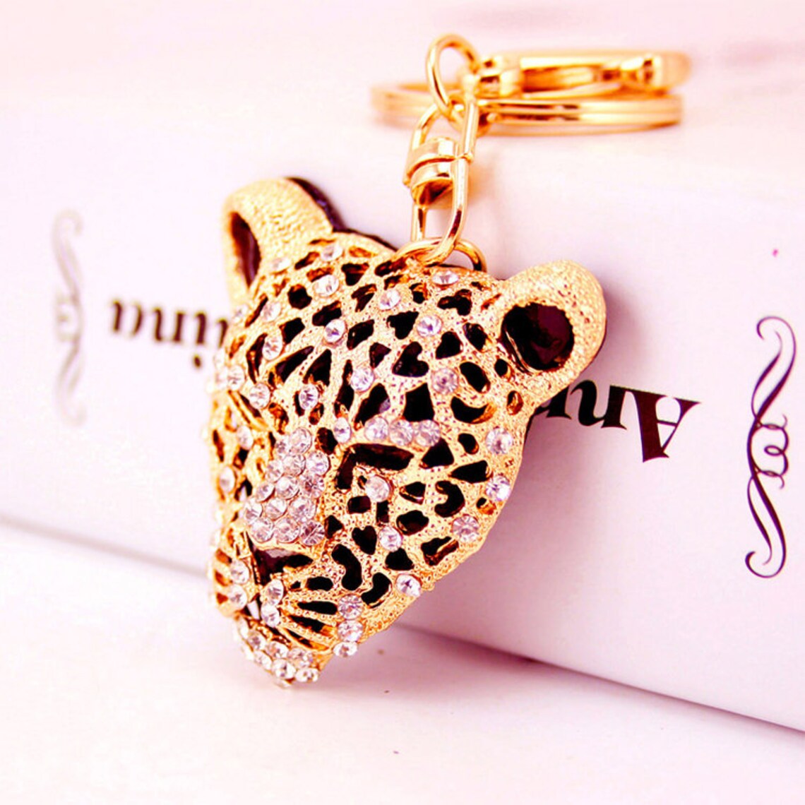 Keychain Fashion Leopard jewelry with rhinestone crystal Etsy