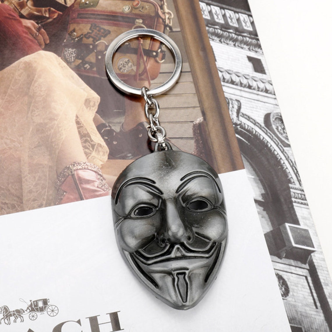 Vendetta Mask Gold Keychain V for Vendetta Anonymous GUY Etsy