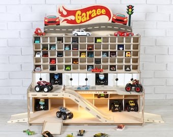 Wooden Toy Car Garage, Toy Car Storage, 3 4 5 year od boy gift, Toddler boy Birthday Christmas Present, Persolnalized Toy Storage