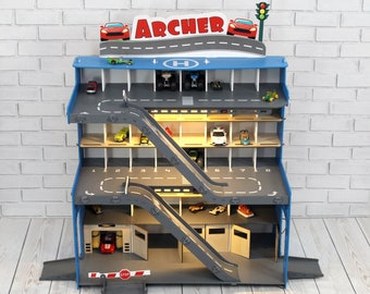 Toy garage for Monster Truck, Toy Storage for toy Cars, Wooden Toy Garage