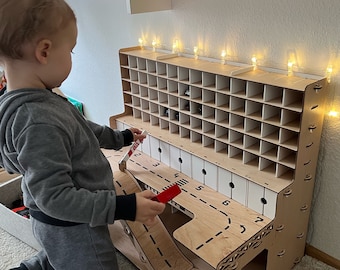 Toy Car Garage for 3-4 Year Old Boy, Personalized Wooden Garage Toy with Storage