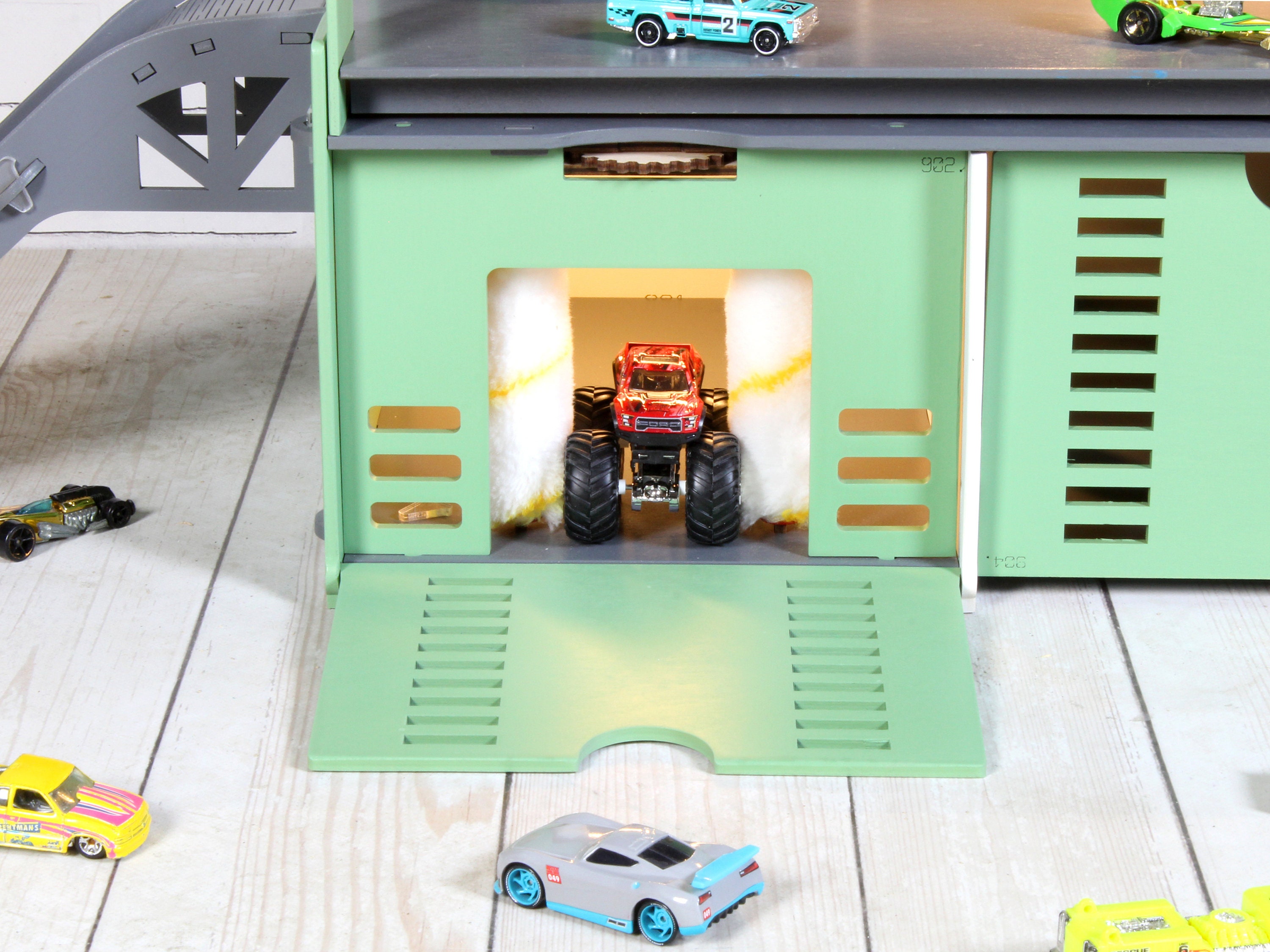 Personalized Toy Garage for 1/64 and 1/32 Scale Toy Cars, Boy Gift