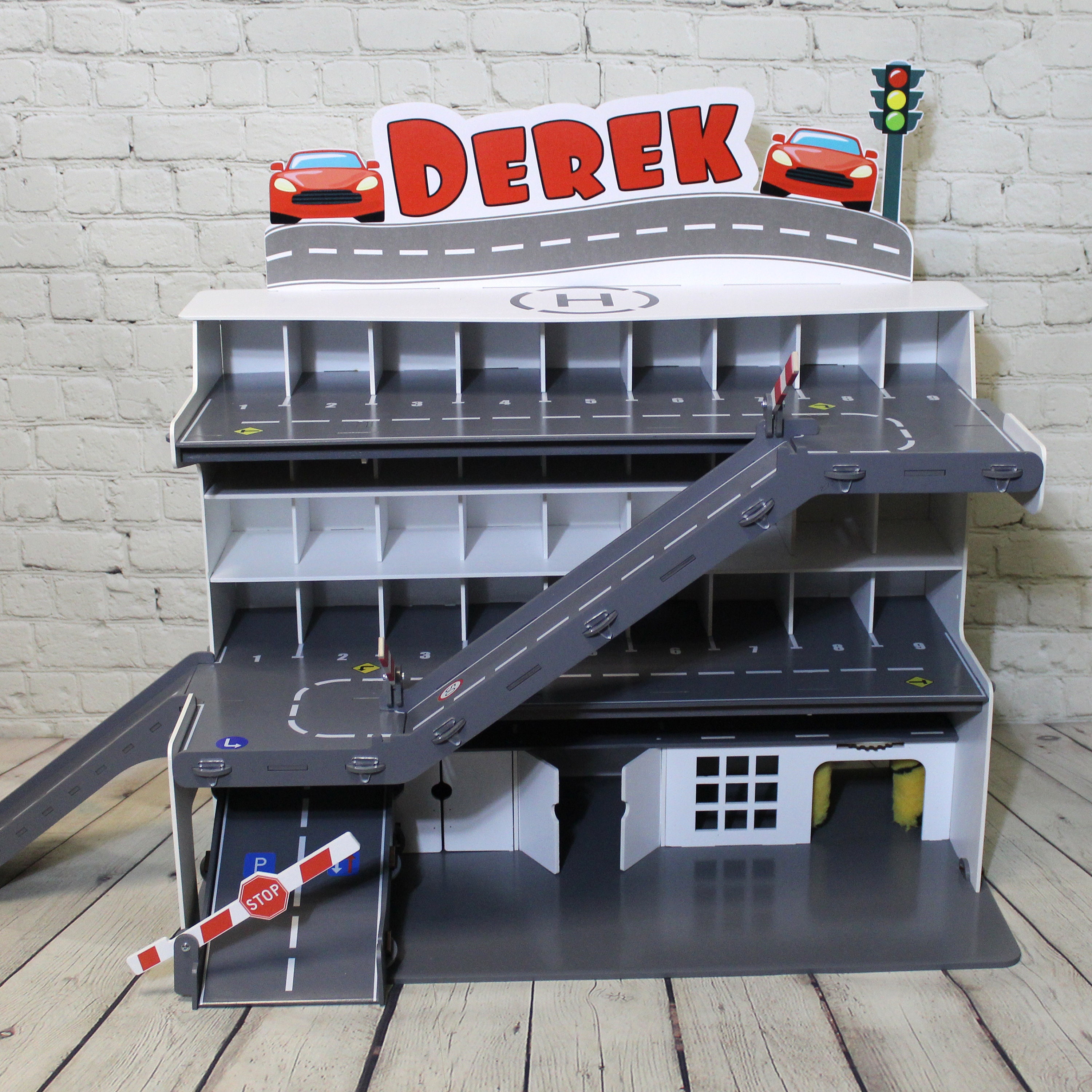 Toy garage with toy car wash Etsy