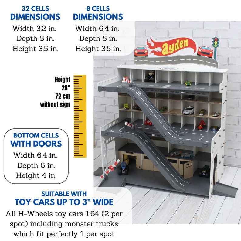 Toy Car Garage With a Toy Car Wash Doors Gates and Multiple Etsy