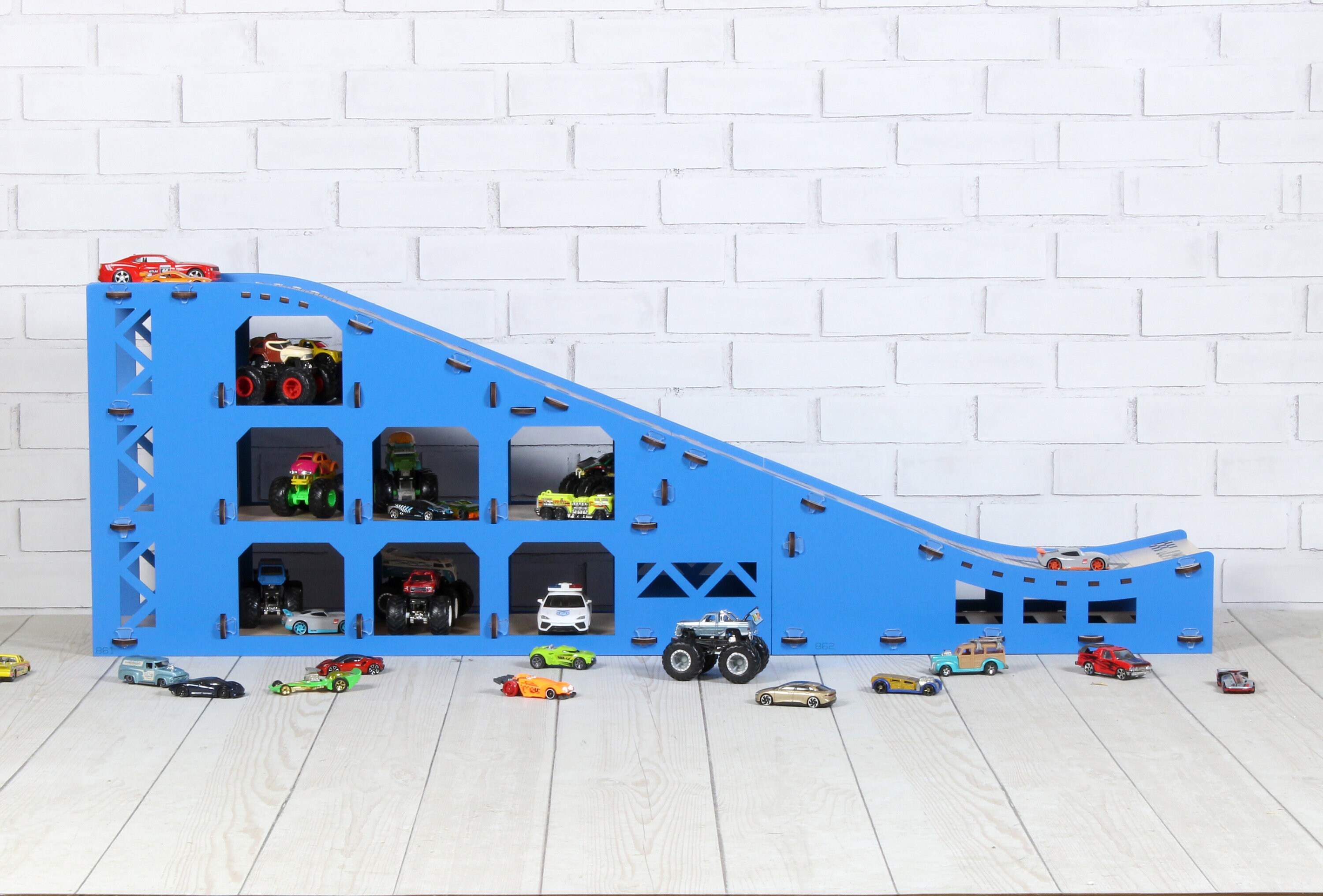 Wooden Toy Car Ramp With Jumping Action & Storage - Personalized ...