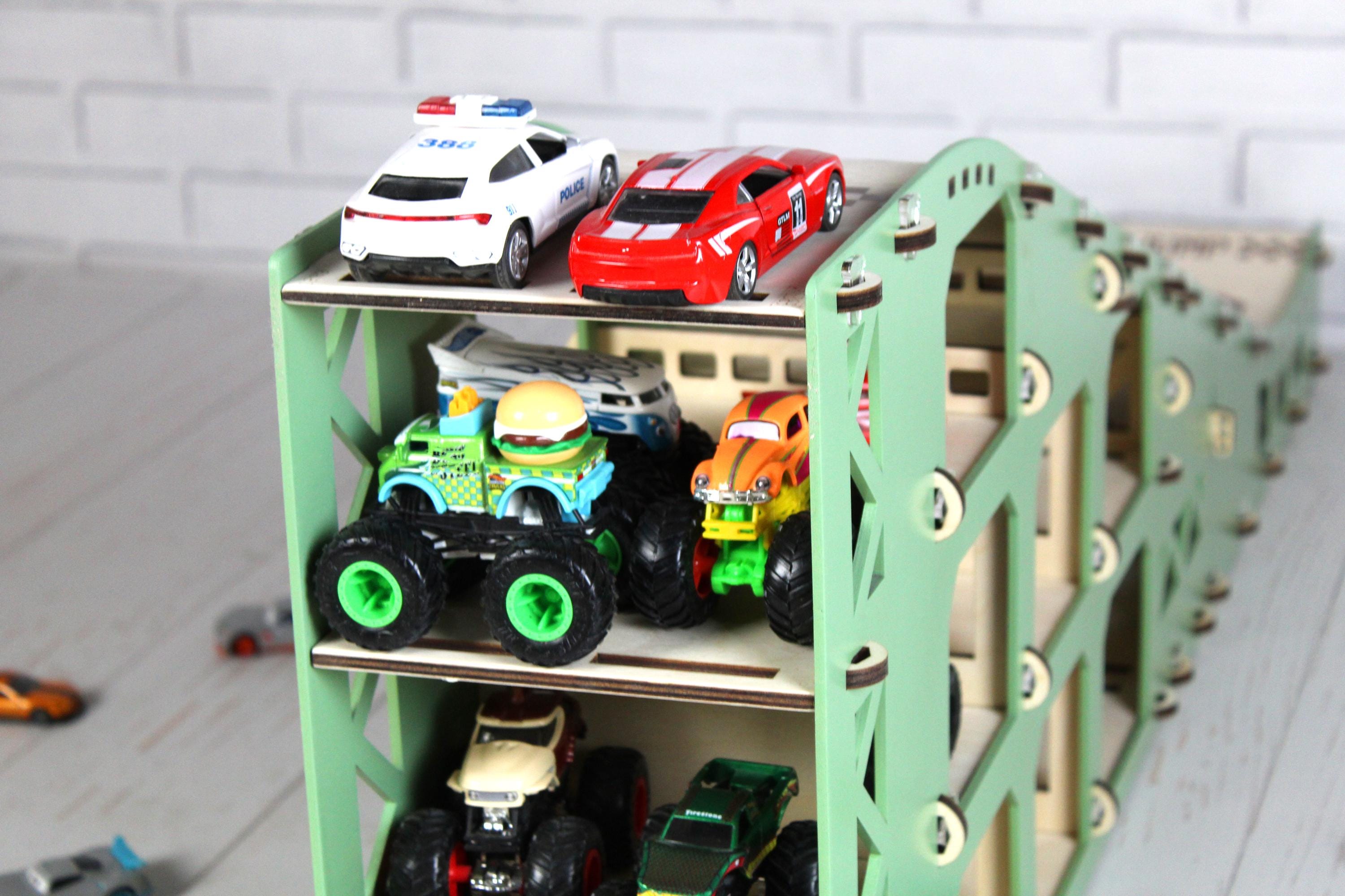 Personalized Toy Car Ramp, 3.7 Ft Wooden Race Track With Name, Storage ...