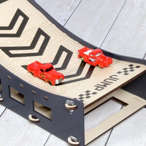 Personalized Toy Car Ramp, Wooden Race Track Garage, Gift for Monster ...