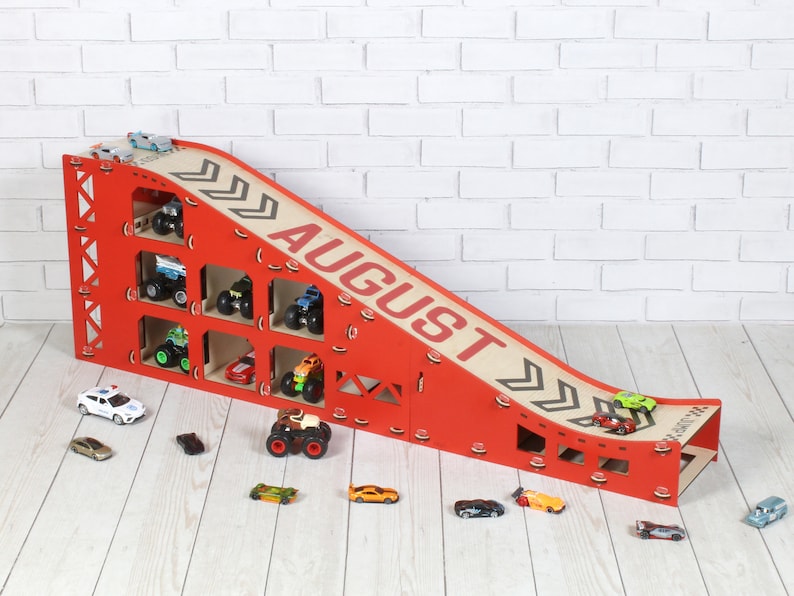 Wooden Toy Car Ramp With Name, Kids Race Track Jump Toy With Storage - Etsy