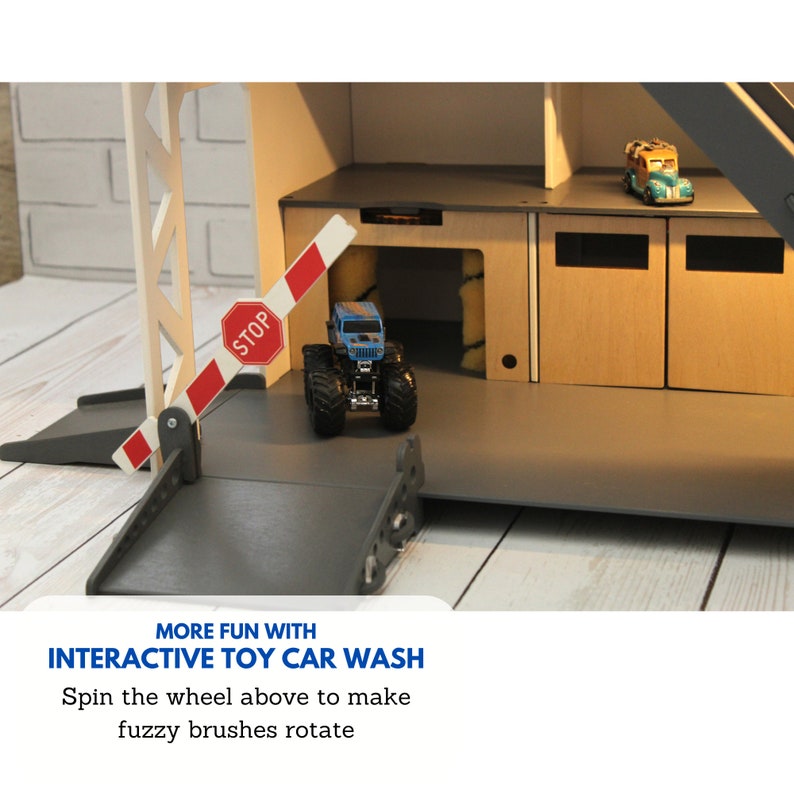 Toy Car Garage With a Toy Car Wash Doors Gates and Multiple Etsy